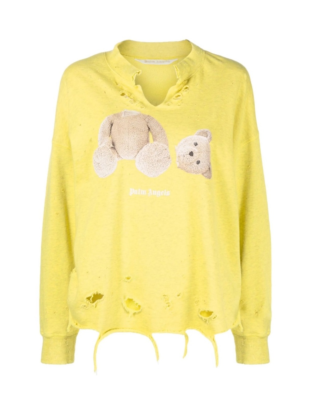 Palm Angels yellow distressed sweatshirt